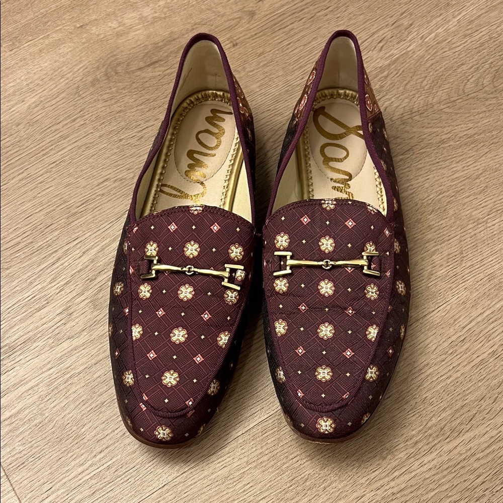 Sam Edelman Loraine Maroon Loafers with Gold Details